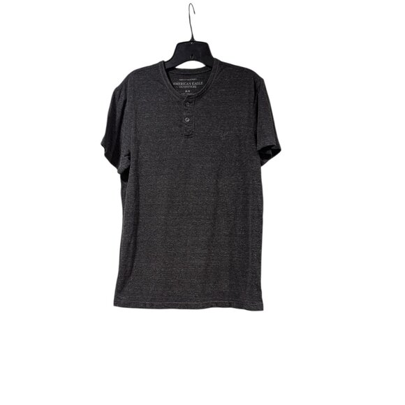 American Eagle Men's Gray Partial Button Up Henley Casual T-shirt Sz M - Picture 1 of 6